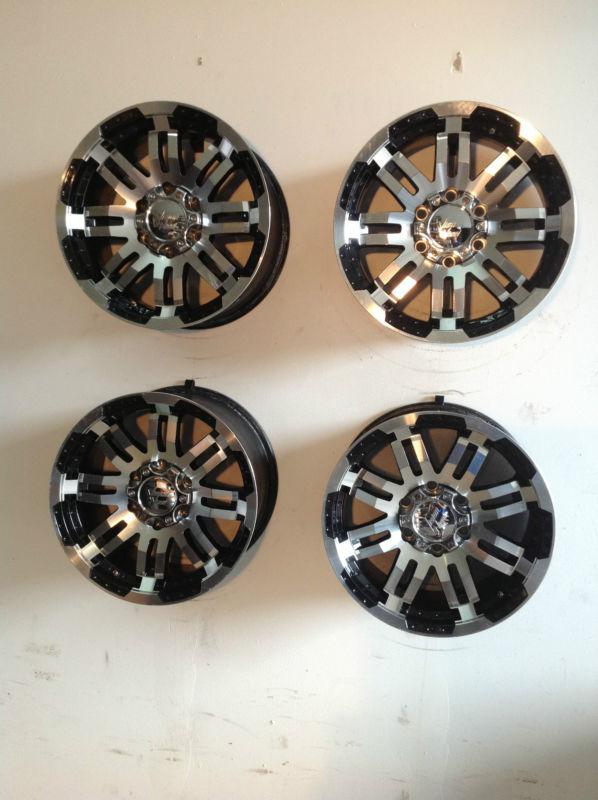 Set 4 16" vision warrior 6 lug chevy truck wheels rim black machined gmc 1500