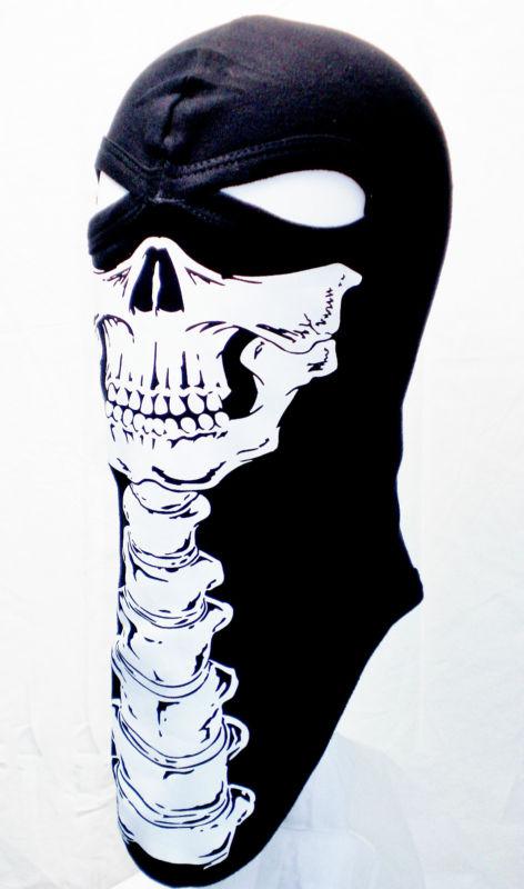 Black cotton ghost skull neck bone 2 eye hole full face mask ski hood balaclava