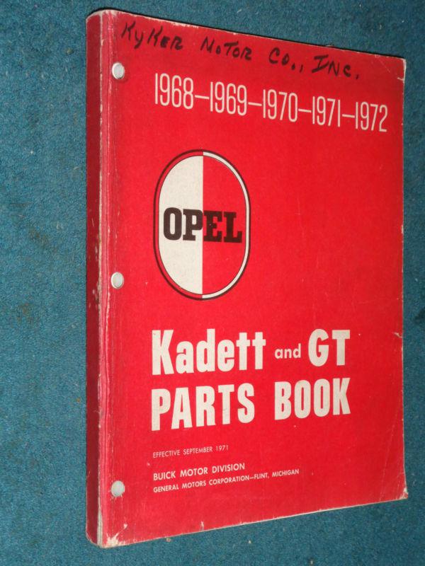 1968-1972 buick opel  & opel gt  parts catalog / original book 68 69 70 71 72