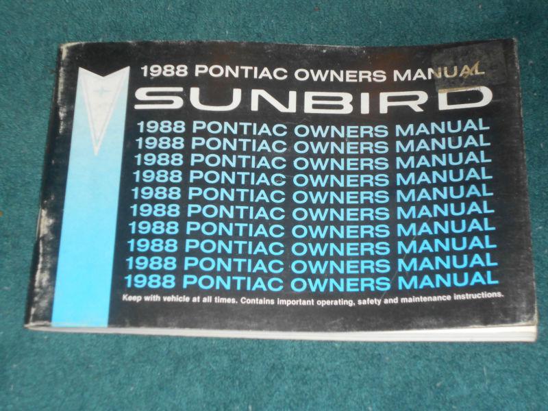 1988 pontiac sunbird owners manual original guide book!