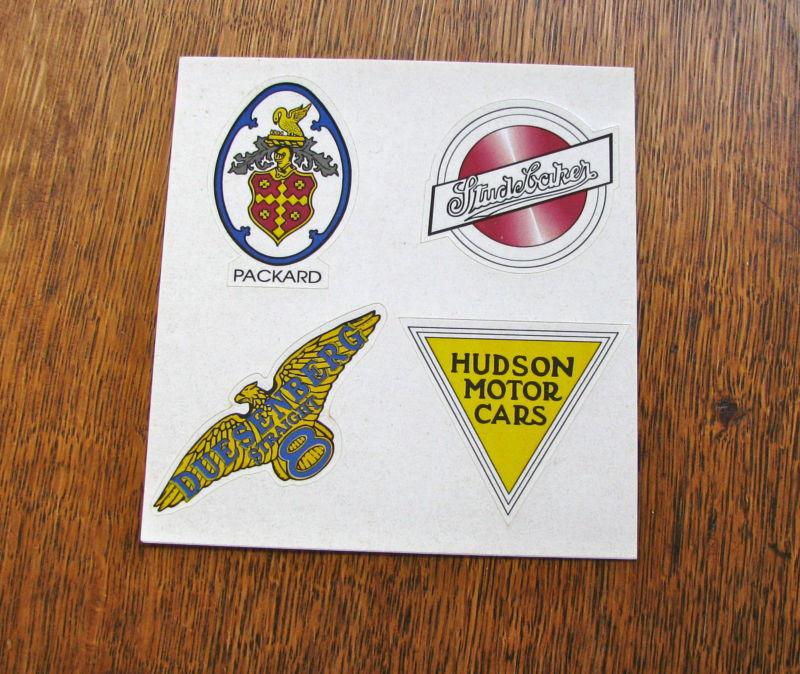 Antique unused  car decals duesenberg* studebaker*hudson motor cars*packard*mint