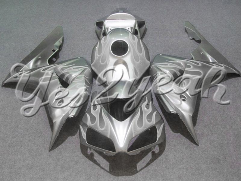 Injection molded fit fireblade cbr1000rr 06 07 white flames silver fairing zn061