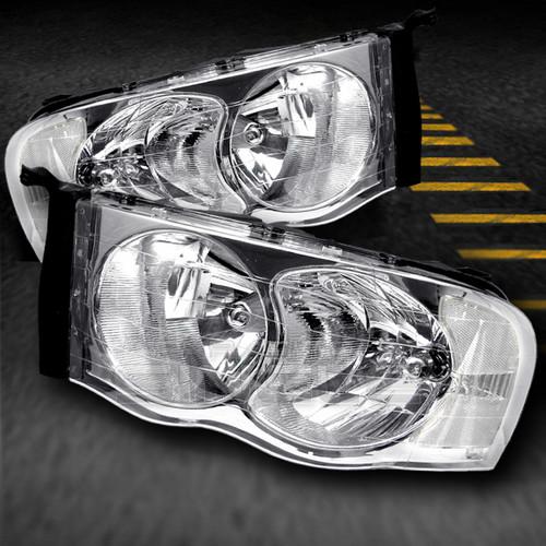 02-05 dodge ram pickup truck crystal headlights lamps lights (left+right)