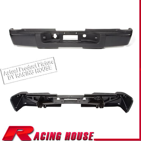 Rear step bumper bar w/ pad 07-10 silverado sierra 3500 hd dual blk no sensor