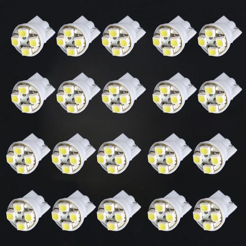 20x 194 t10 168 501 5w5 xenon white 4 smd led car side wedge light lamp bulb 12v