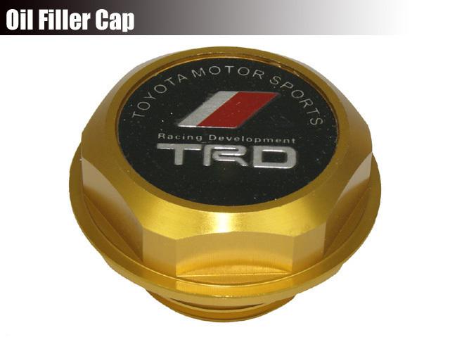 Trd billet engine oil fuel filler tank cap cover gold for toyota lexus scion es