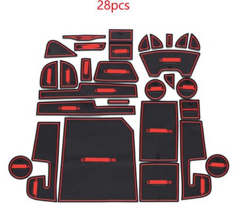 Non-slip interior door pocket mat cup mat for 2014 2015 jeep cherokee red