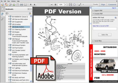 Mitsubishi montero 2003 - 2006 factory oem service repair workshop fsm manual