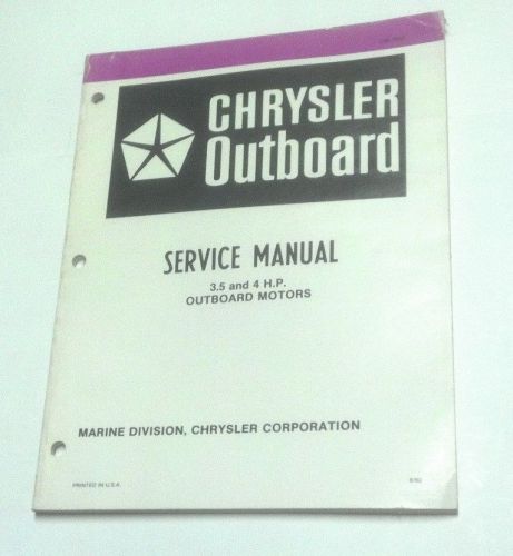 Chrysler outboard motor boat service manual 1982 - 3.5 and 4 hp