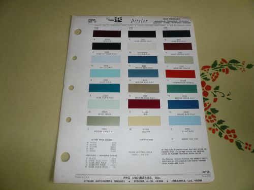 1969 mercury ditzler ppg color chip paint sample - comet cougar montego marquis