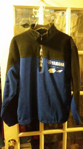 Vtg yamaha factory snowcross racing 1/2 zip fleece pullover cinch cord adult l