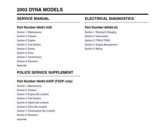 2003 harley davidson fxdl dyna low rider service repair &amp; electrical manual