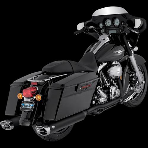 Monster oval slip-on mufflers, black with chrome tips for 1995-13 harley touring