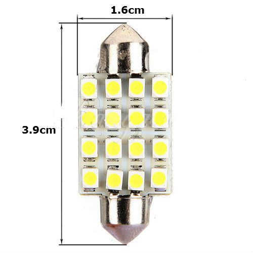 1pc 39mm car interior dome festoon 16 smd 1210 3528 led bulb lamp light c no6wad