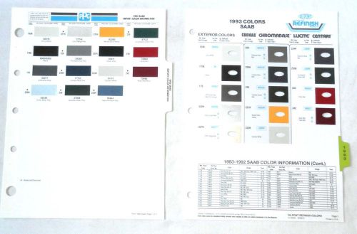 1993 saab ppg and dupont paint chip chart all models original