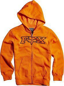 Fox racing legacy youth boys zip up hoody orange lg