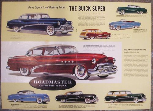 1952 buick brochure roadmaster super custom free shipping to canada &amp; usa