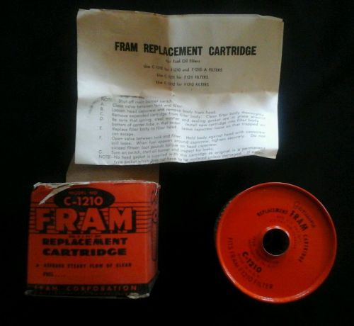Vintage genuine fram oil gas filter replacement cartridge c-1210 nos