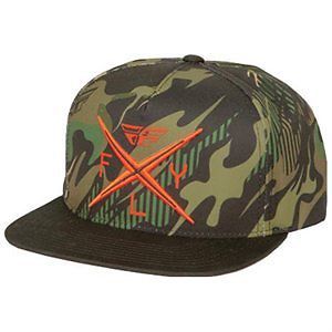 Fly racing camo-x mens flexfit hat green/orange