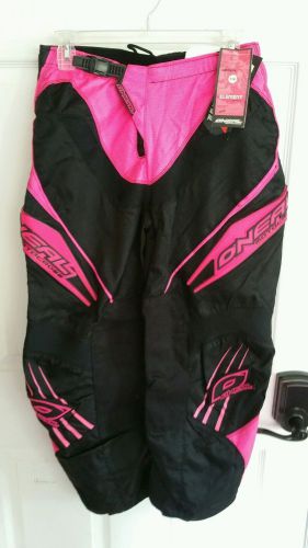 Ladies oneal motocross riding pants hot pink black size 7/8 new with tags