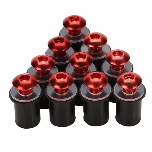 10pcs red 5mm fairing windscreen screw bolt kit windshield wellnut+hex key