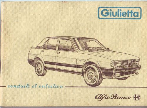 User&#039;s manual alfa romeo alfa giulietta original &#039;80