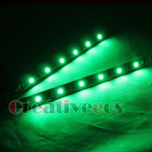 2x green 15cm 6" 5050 smd 12v car motorcycle decorative smd led strip light