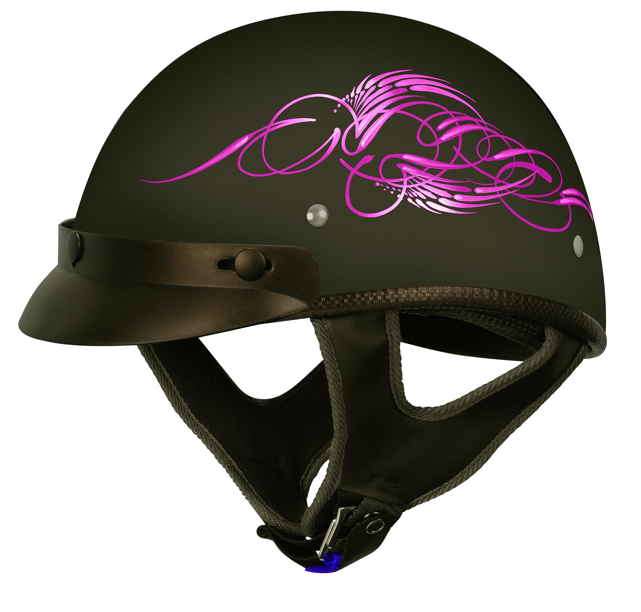 New vega xts scroll pink/silver adult half-helmet, flat black, small