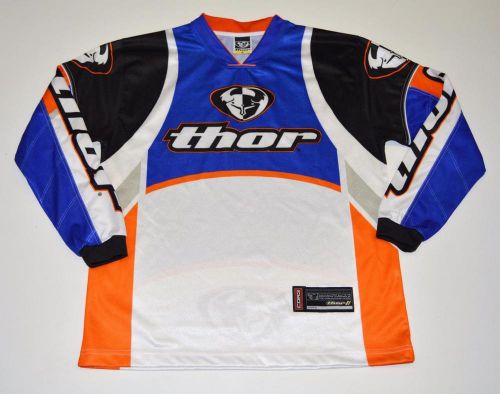 Mens sz small s thor racing motocross dirt bike riding jersey white blue orange