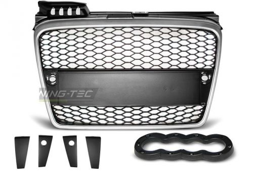 New front grill grau23 audi a4 (b7) rs-type 11.04-03.08 matt silver