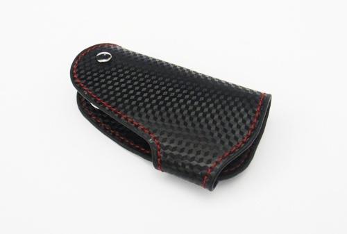 3d carbon fiber leather mercedes benz remote smart key keyless holder red stitch