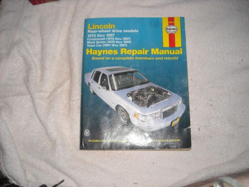 Haynes 59010 official service manual lincoln rear-wheel drive models 1970-1997