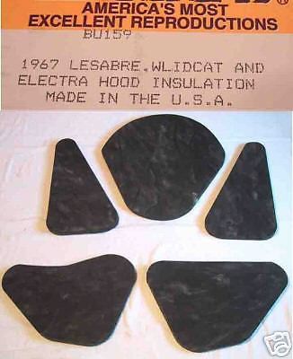1967  buick lesabre, wildcat, electra hood insulation kit 5pc