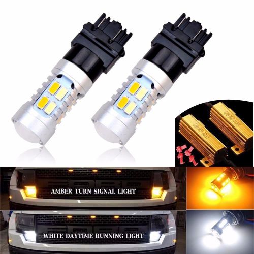 2x 3157 dual-color switchback 20-smd-5730 led bulbs turn signal light +resistors