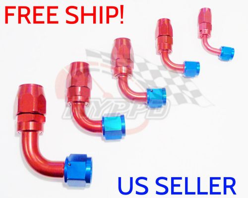 Nyppd swivel oil fuel/gas hose end fitting red/blue an-6, 90 degree 9/16 18 unf