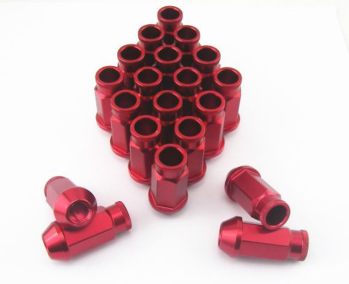 Red aluminum wheel rim tuner long lug nut 20 pcs m12 x 1.25mm for nissan vehicle