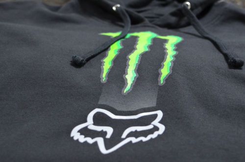 Fox racing x monster energy zebra collab pullover hoody black men&#039;s size large