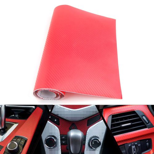 Red 12&#034;x50&#034; carbon fiber vinyl universal car wrap sheet roll film sticker decal