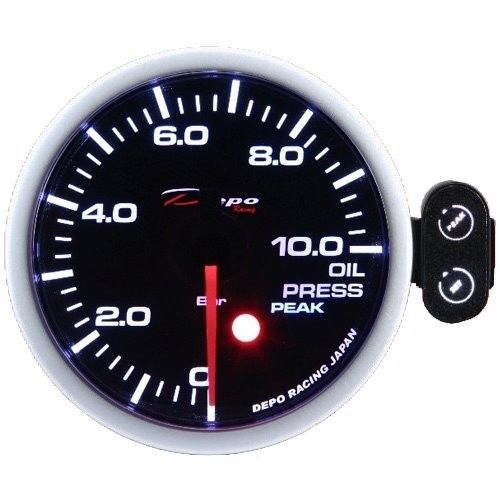 Depo racing 60mm oil press gauge red/white smoked lens peak