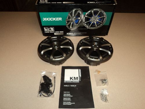 Kicker oem replacement charcoal grey 6&#034; 4-ohm marine speakers #km6lc nib!!!