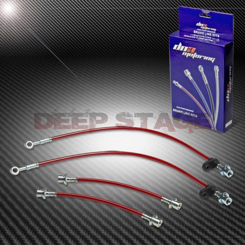 Stainless ss braided hose racing brake line 03-08 toyota corolla e110/e120 red
