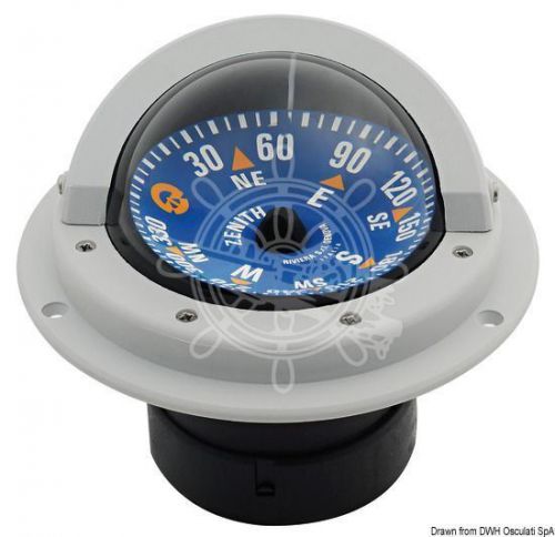 Riviera boat marine high speed compass 3&#034; 80mm grey/blue flat rose