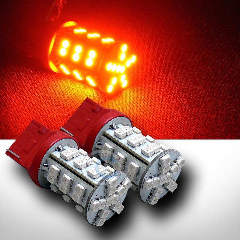 2pc 7440 t20 42x smd led amber/orange backup/reverse tail light bulb dc 12v aa16