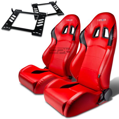 Nrg racing bucket seat red pvc+silder/rail+for 07-14 wrangler 4-dr bracket x2