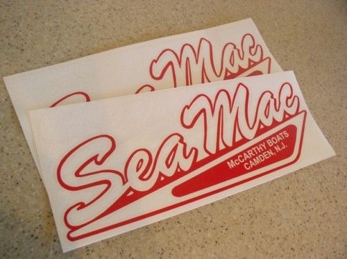 Sea mac vintage fishing boat decal die-cut 2-pak free ship + free fish decal!