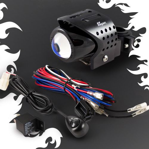 Vawik- round fog light blue lens halogen beam black housing 1pce + wiring kit θ