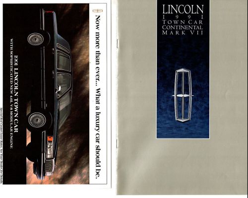 1991 lincoln town car continental mark vii brochure w/ additional 2 page handout