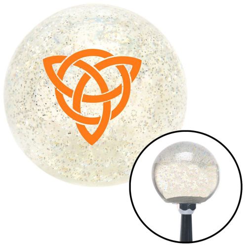 Orange celtic design #2 clear metal flake shift knob with m16 x 1.5