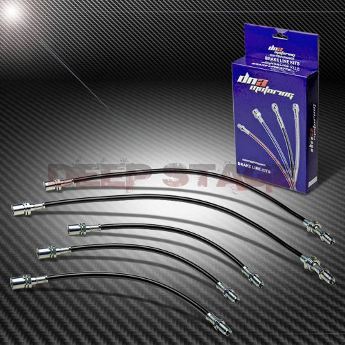 Stainless braided hose racing drum brake line for 90-93 acura integra b18 black