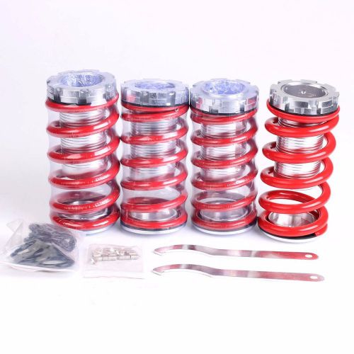 Honda/acura red adjustable 1&#034;-4&#034; lowering suspension coilover coil springs